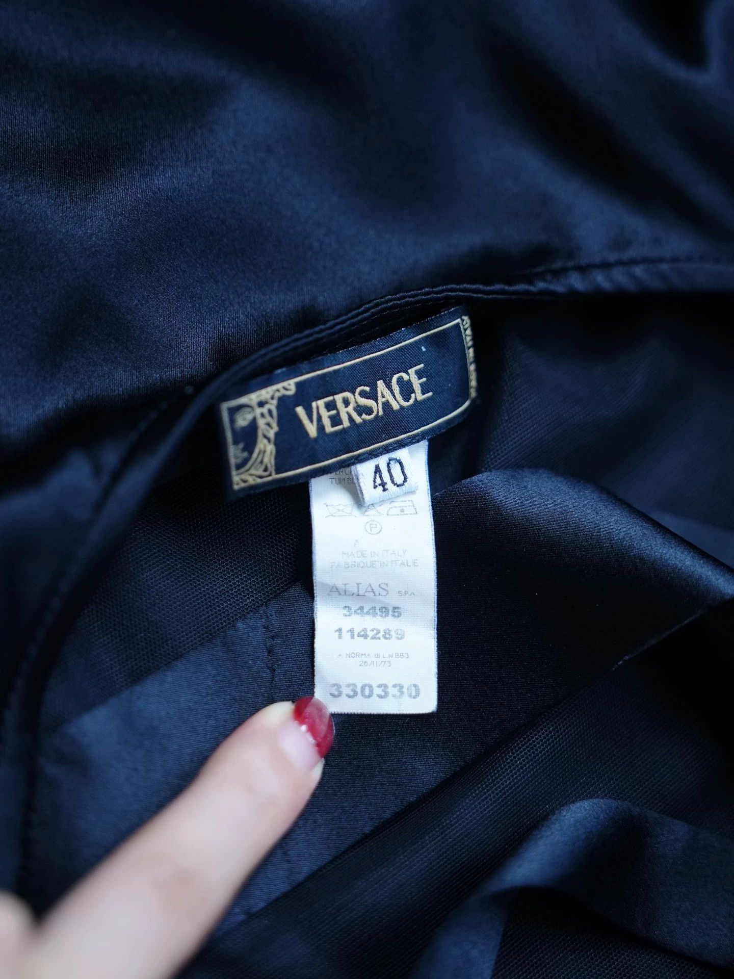 Versace Versace Vintage Silk Satin Backless Cross-Tie Dress (40/S, Black) Size S / US 4 / IT 40 - 2 Thumbnail
