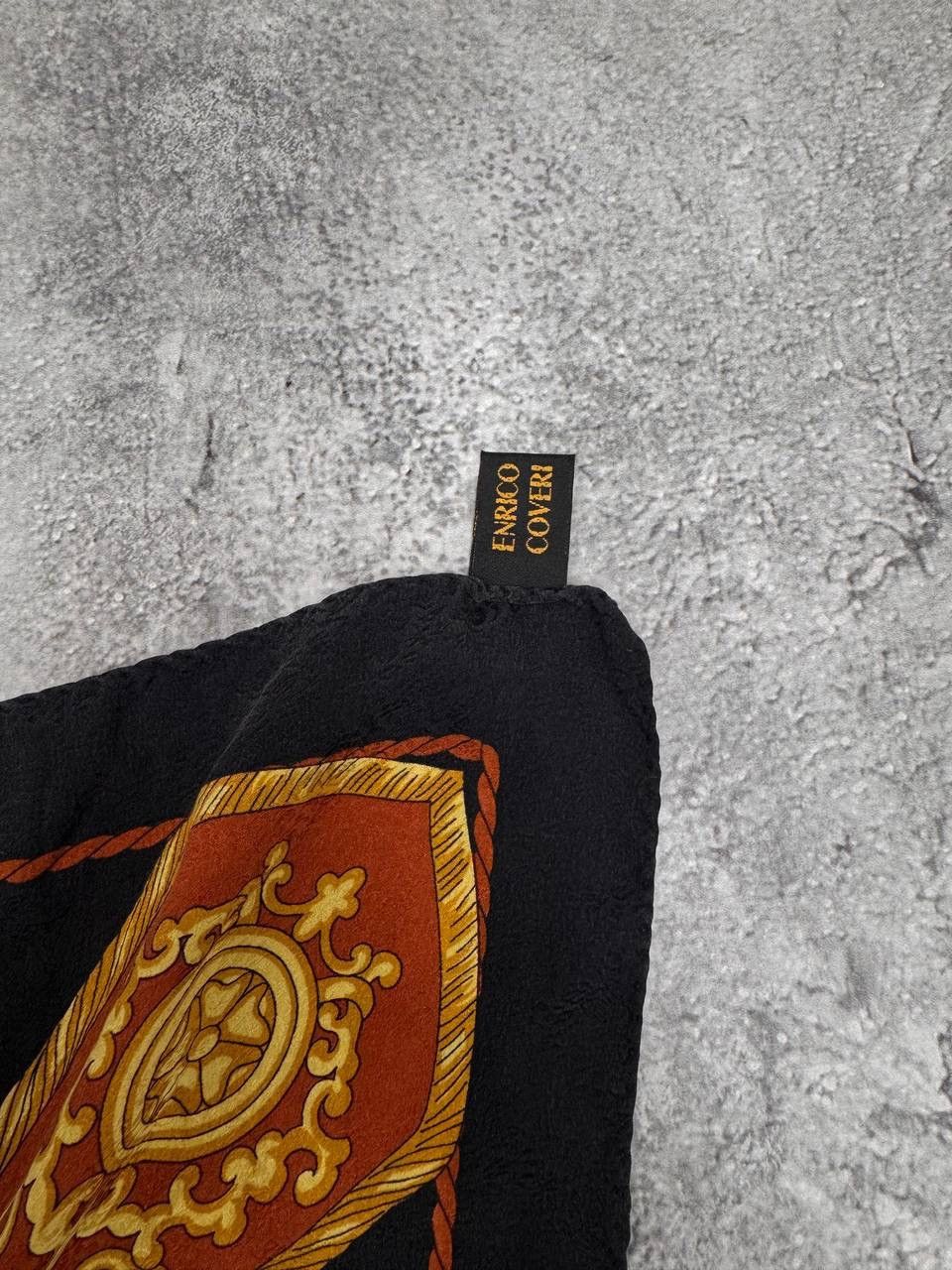 Enrico Coveri Enrico Coveri Silk Scarf Equestrian Print Navy Gold Vintage Size ONE SIZE - 3 Thumbnail
