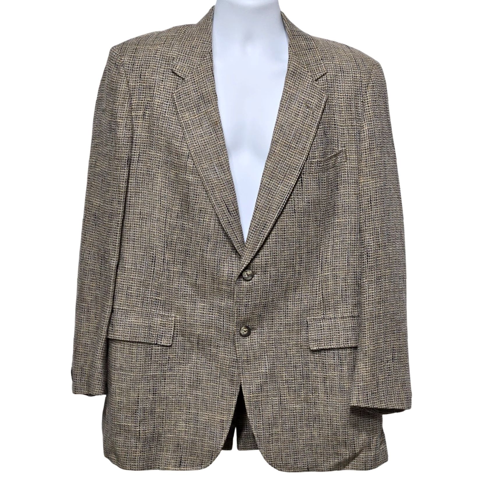 Vintage VINTAGE Hickey Freeman Blazer Mens Large Brown Wool British Isles Check Tweed Jacket Size 44R - 2 Thumbnail