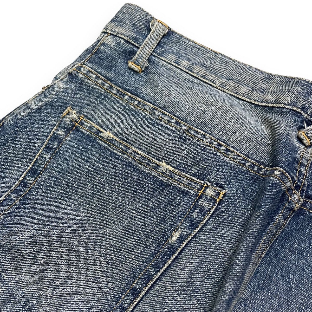 If Six Was Nine × Japanese Brand × Le Grande Bleu (L.G.B.) 🇯🇵 SURF RIDER SPIRAL CUT FLARED DISTRESSED DENIM PANTS Size US 30 / EU 46 - 10 Thumbnail
