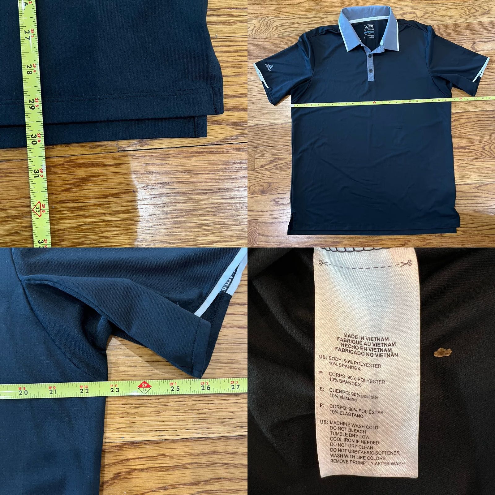 Adidas Adidas Polo Shirt Mens Large Black Logo Climalite Athleisure Casual Button Top Size US L / EU 52-54 / 3 - 8 Thumbnail