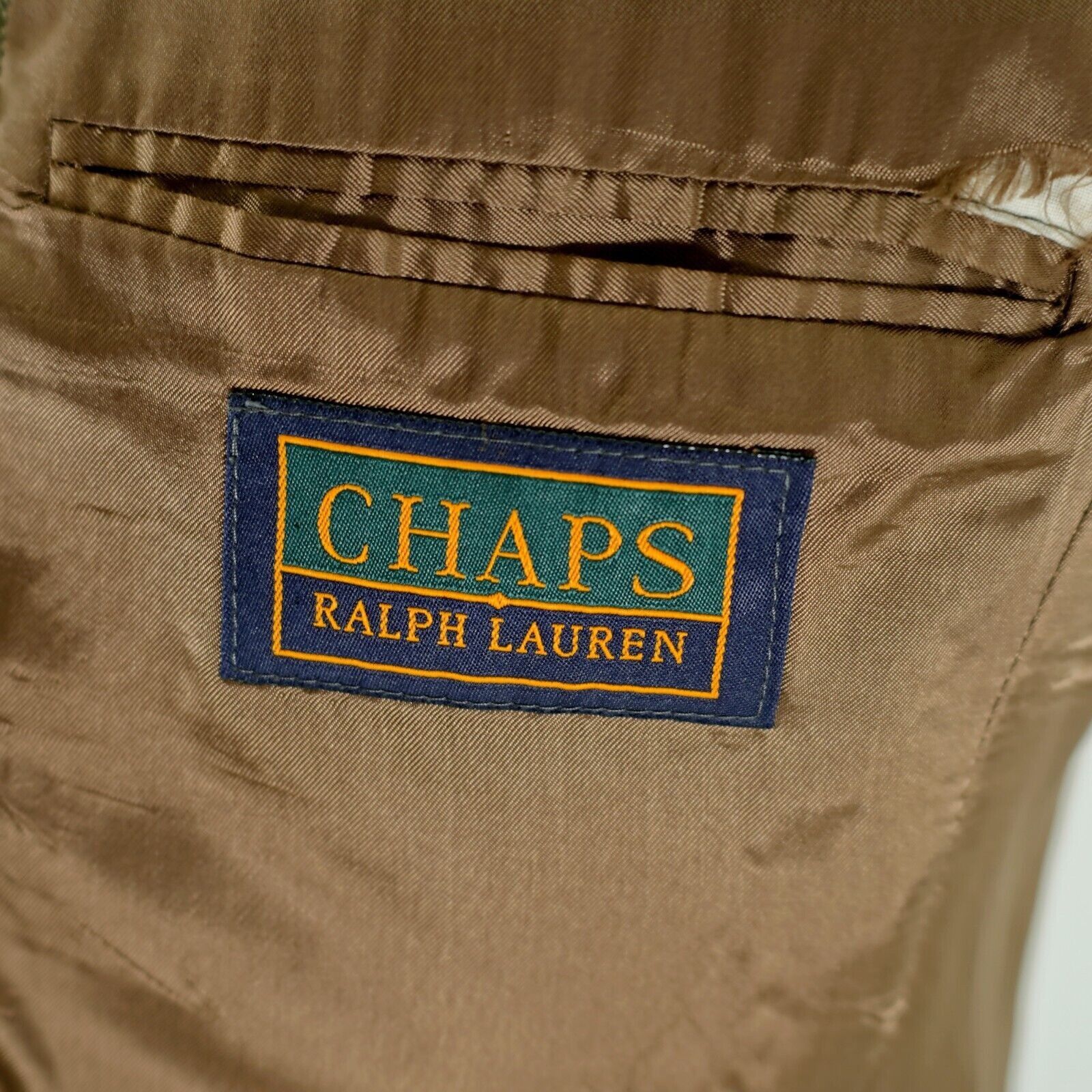 Chaps Chaps Ralph Lauren Green Herringbone 2 Button Sport Coat 40R Size 40R - 9 Thumbnail