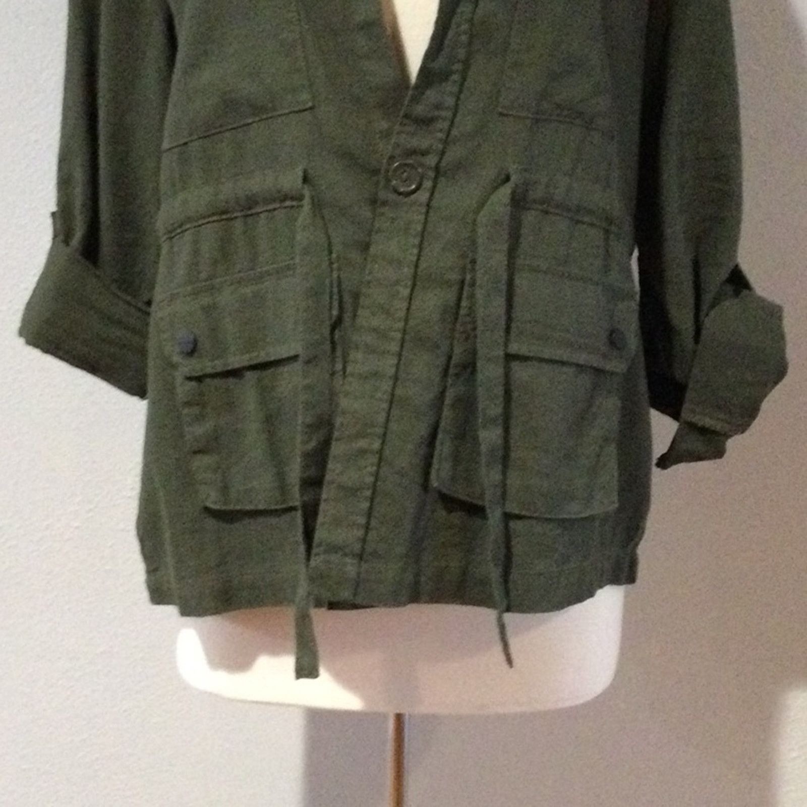 Sanctuary Sanctuary Army Green Rolltab Sleeve Lightweight Jacket Sz M Size M / US 6-8 / IT 42-44 - 3 Thumbnail