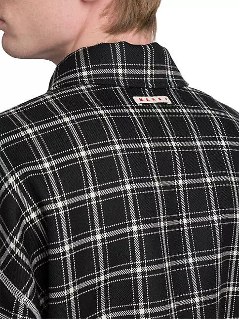 os11x0224 Windowpane Plaid Jacket in Black