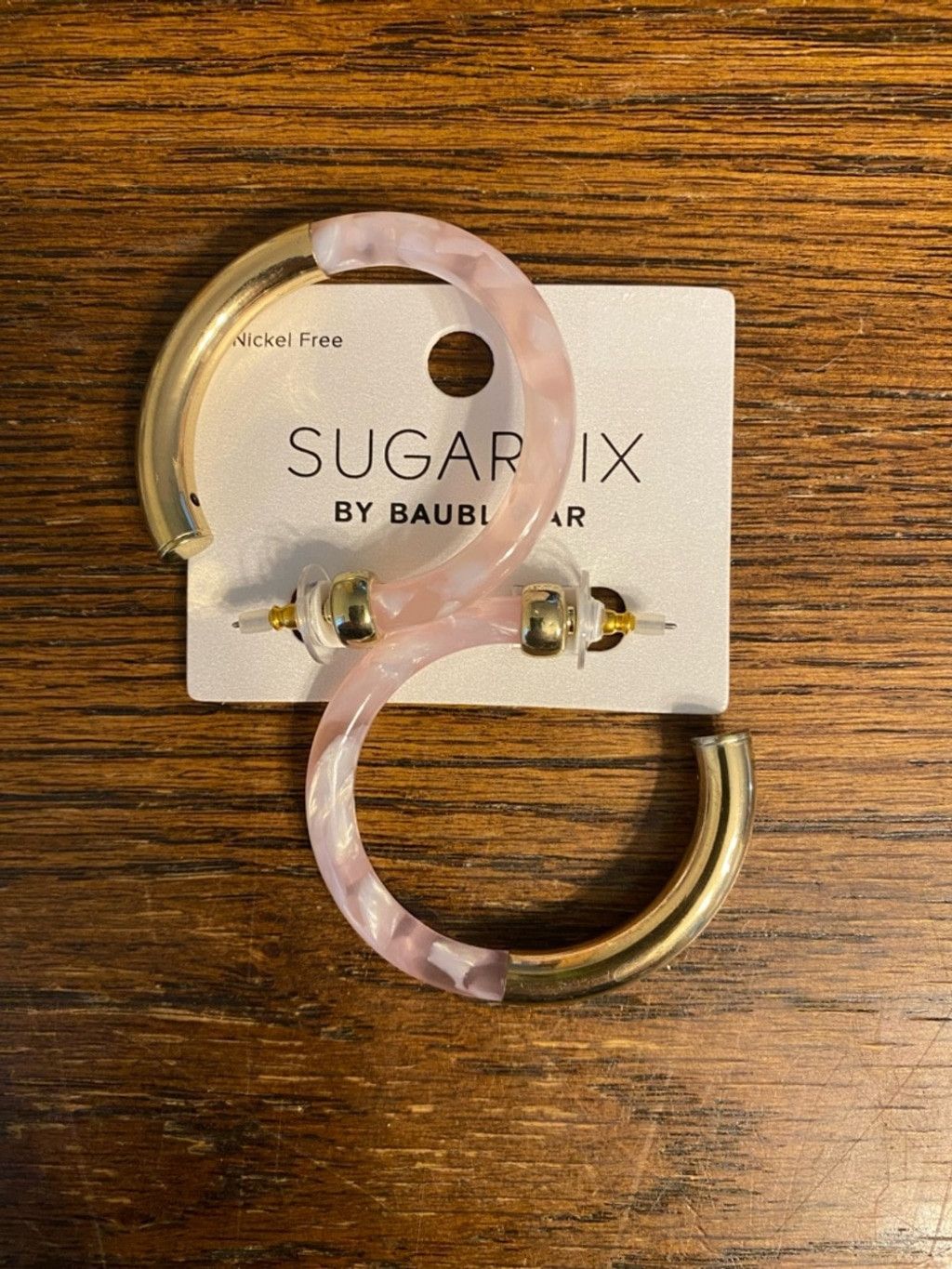 Other BaubleBar Pink Resin and Gold Hoop Earrings Size ONE SIZE - 2 Thumbnail