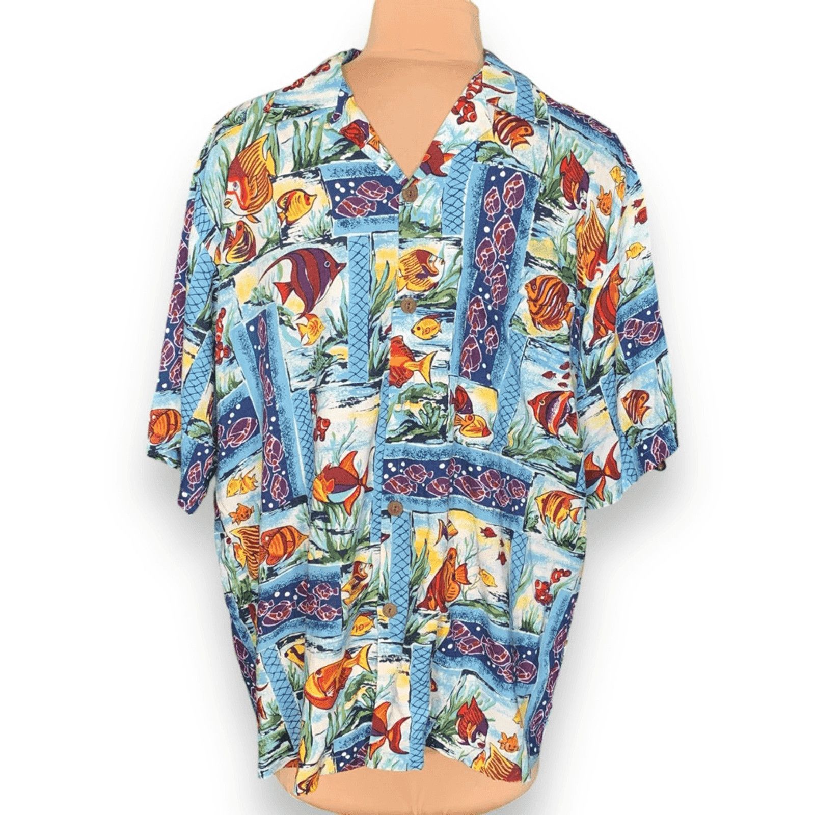Vintage Vintage 90s Joe Kealoha Hawaiian Shirt Tropical Fish Print Size US L / EU 52-54 / 3 - 3 Thumbnail