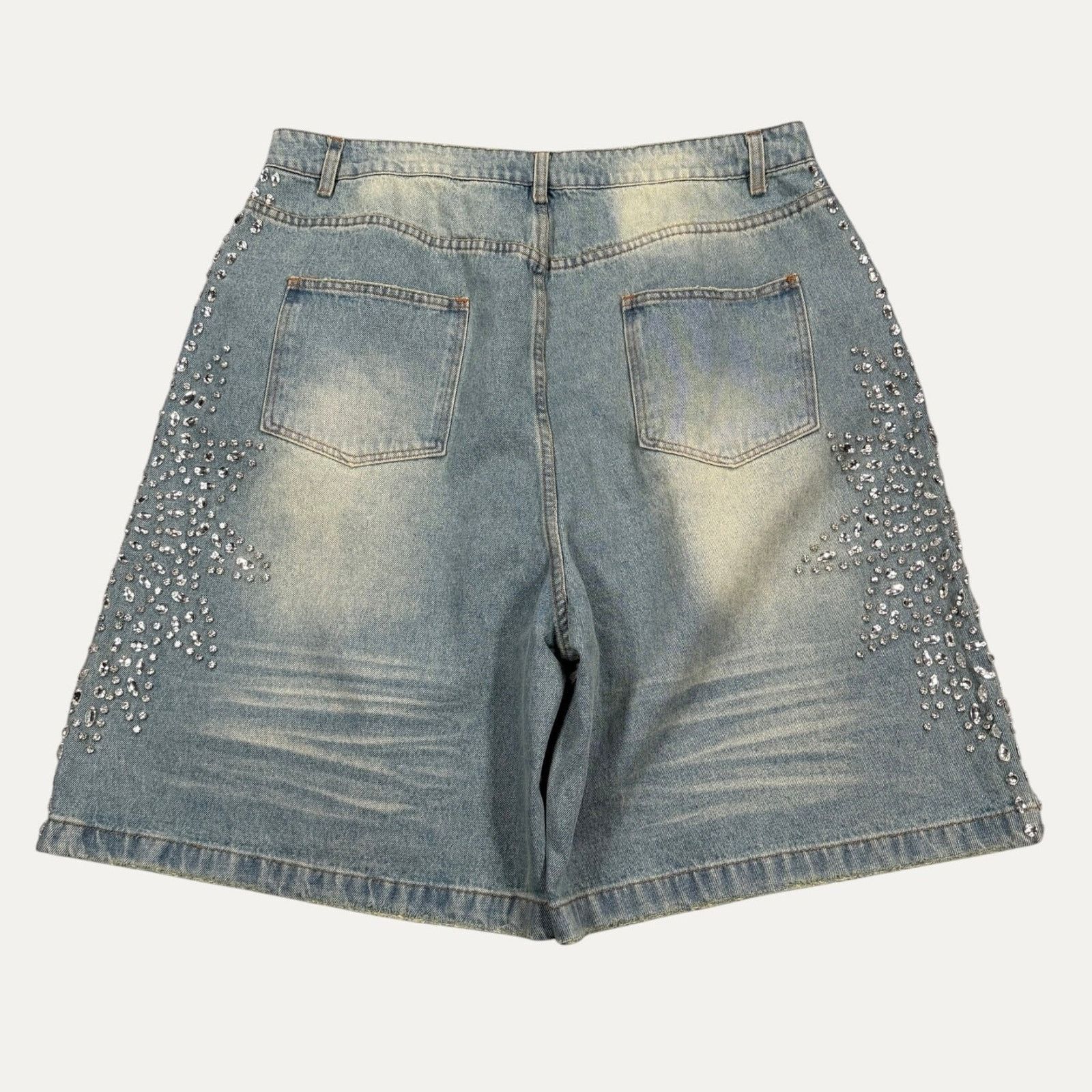 Vale Vale Denim Shorts Side Crystals With Drawstring Size US 34 / EU 50 - 2 Thumbnail