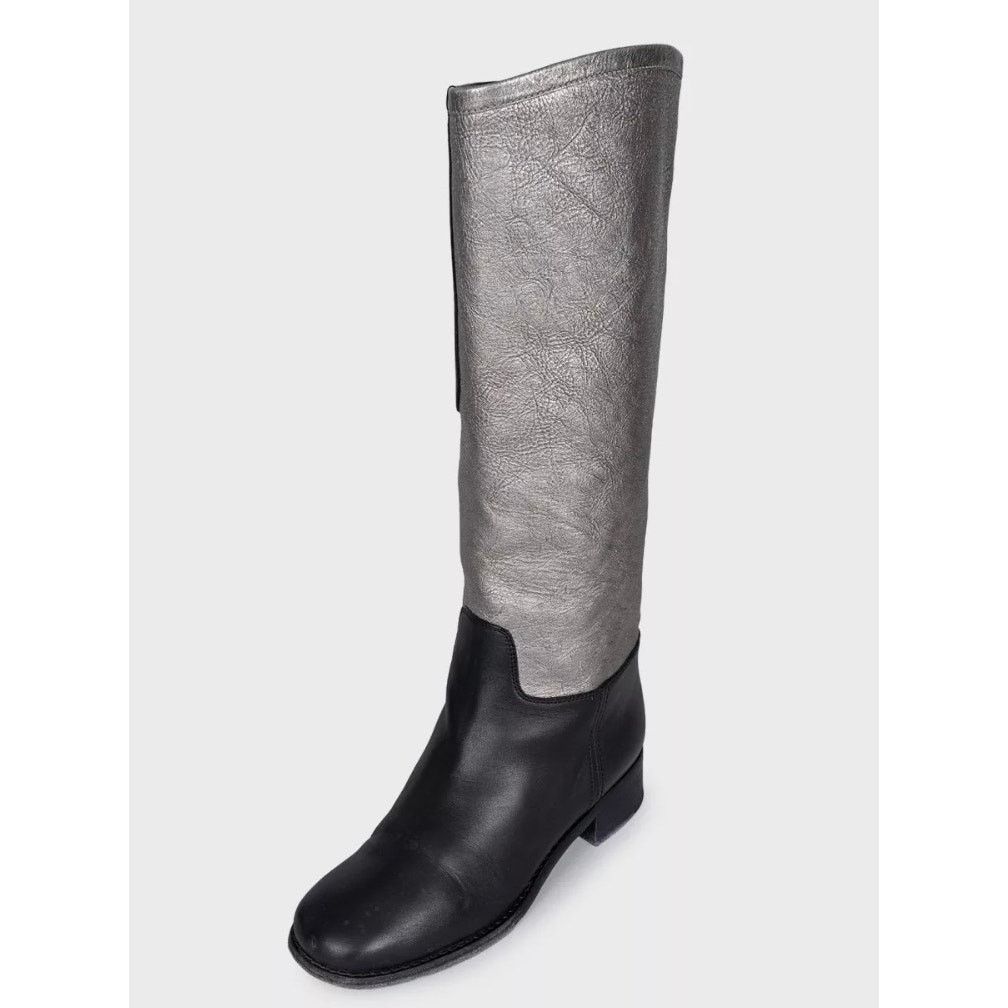 Chanel Chanel Silver & Black Leather Ankle Boots - Size 38 Size US 7 / IT 37 - 3 Thumbnail