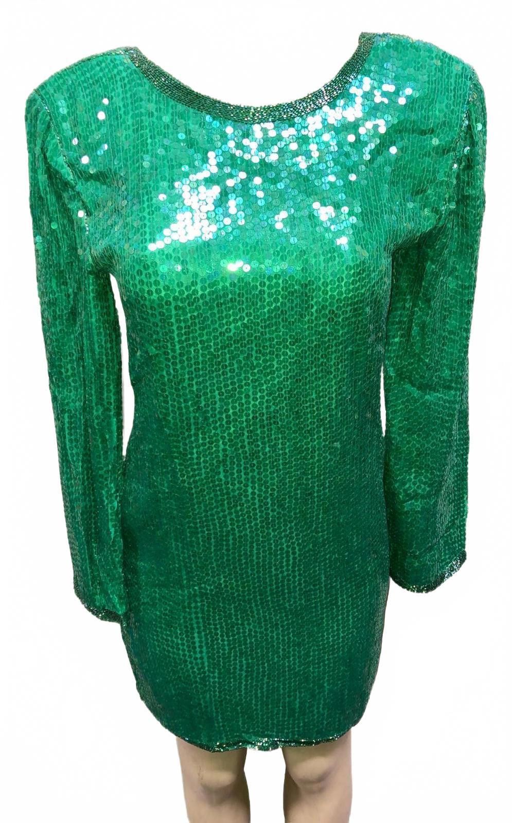 green emerald velvet dress Stunning Emerald Green Long Sleeve Sequin Evening Dress with High Slit