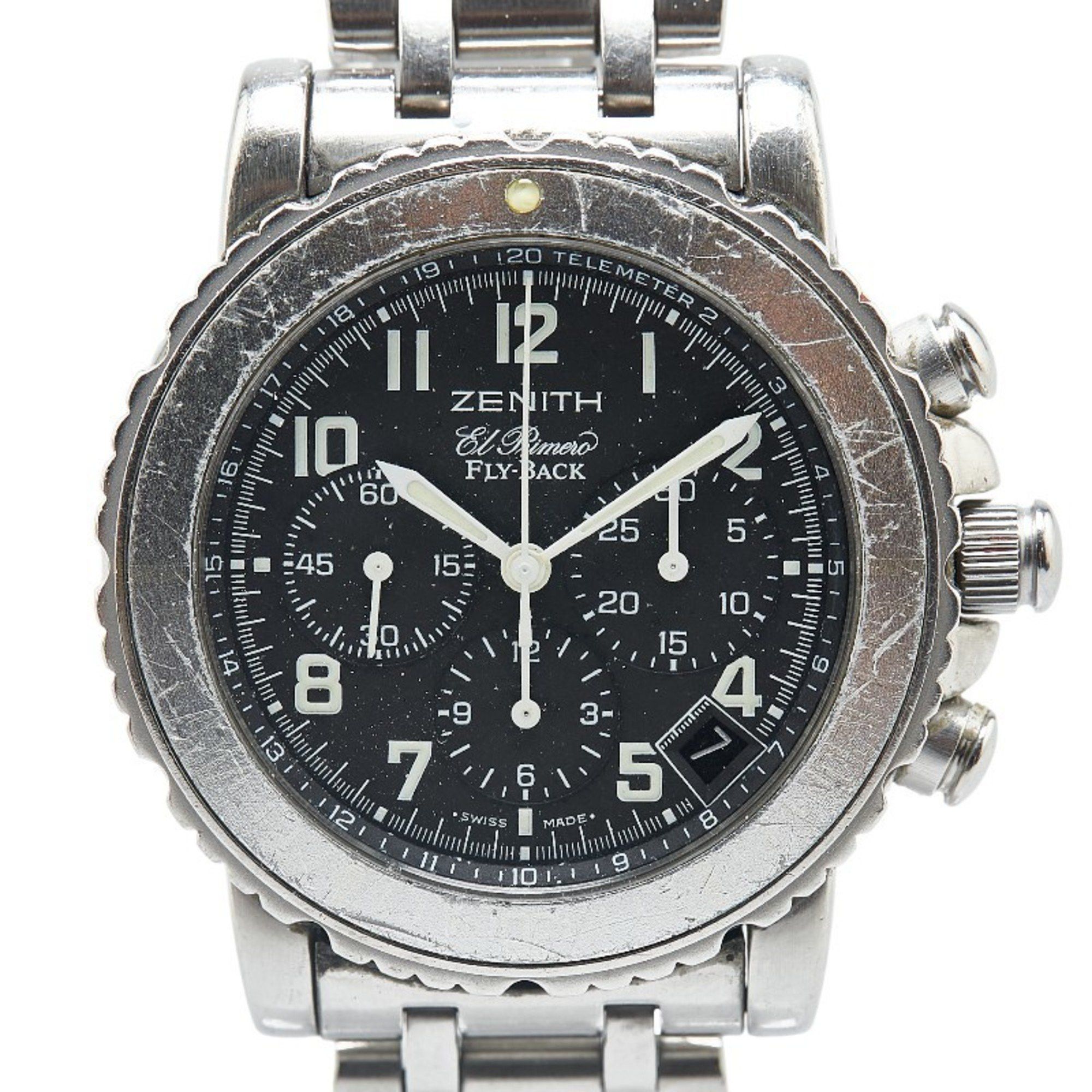 Zenith Rainbow Flyback El Primero Watch 01/02.0470.405 Automatic Black Dial Stainless Steel Men's Zenith