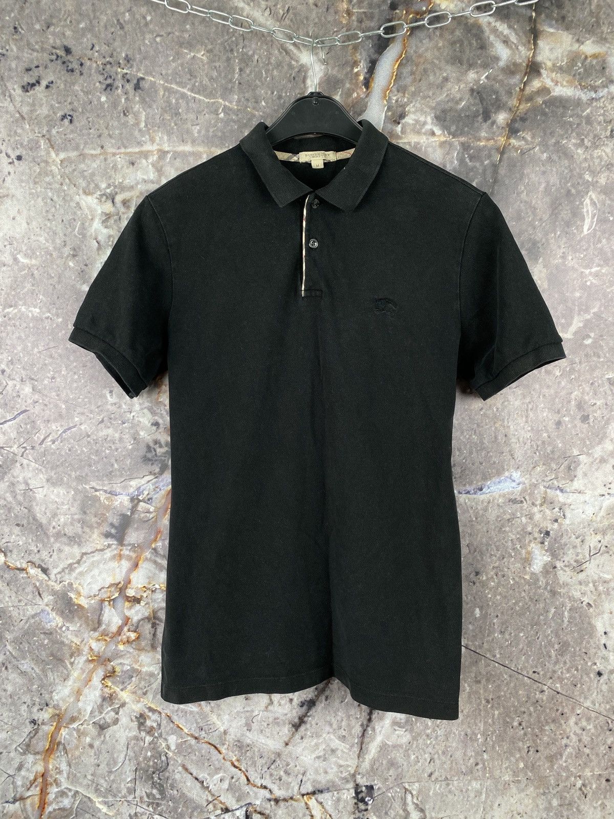 Burberry London men's black polo shirt top size medium