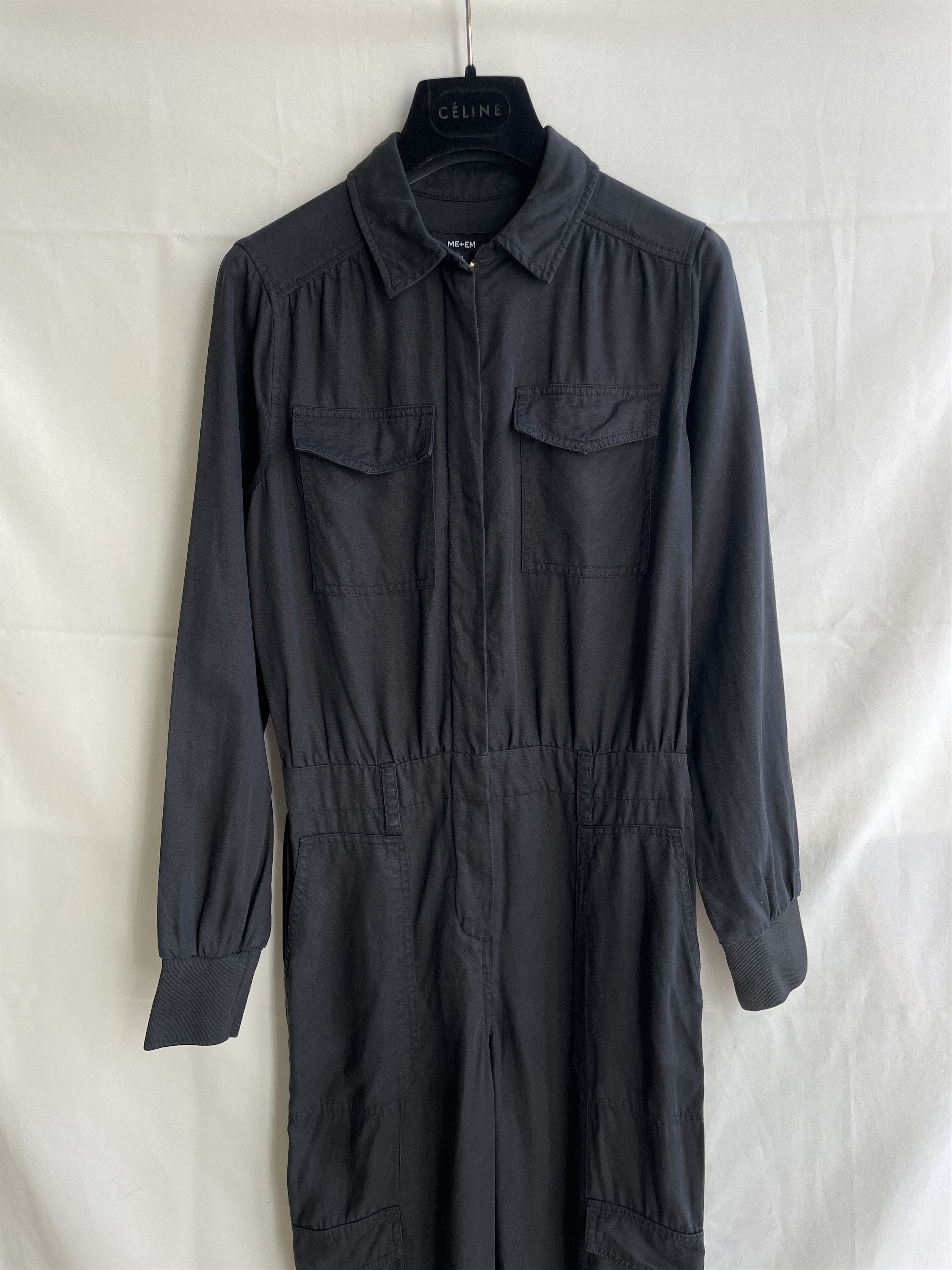 ME+EM Me+Em Lyocell Linen Black Jumpsuit Size UK 6 Size 26" / US 2 / IT 38 - 3 Thumbnail