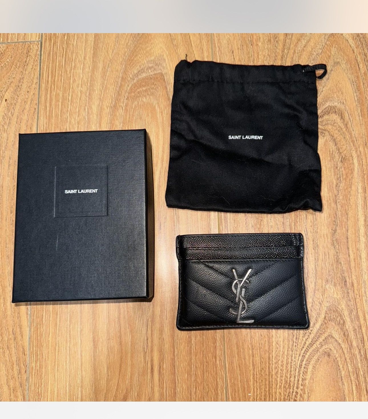 Ysl grey card holder hotsell