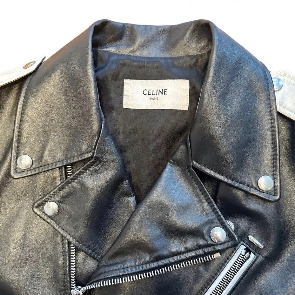 Celine Celine SS19 Hedi Slimane Two-Tone Biker Leather Jacket Size US L / EU 52-54 / 3 - 4 Thumbnail