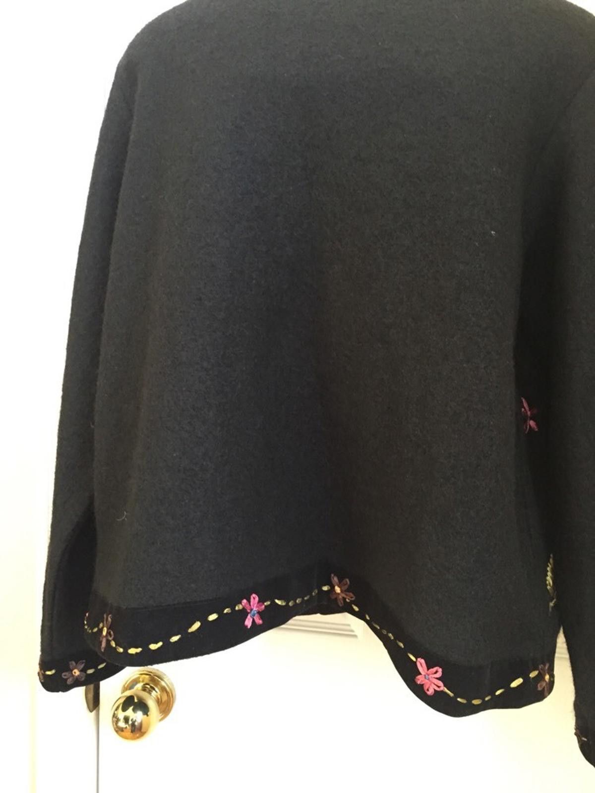 Coldwater Creek Coldwater Creek 100% Wool Black Embroidered Jacket Sz L Size L / US 10 / IT 46 - 8 Thumbnail