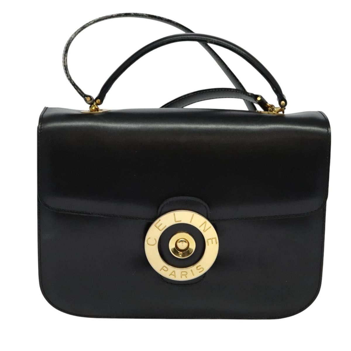 Celine CELINE Hand Bag Leather Black Gold Size ONE SIZE - 2 Thumbnail