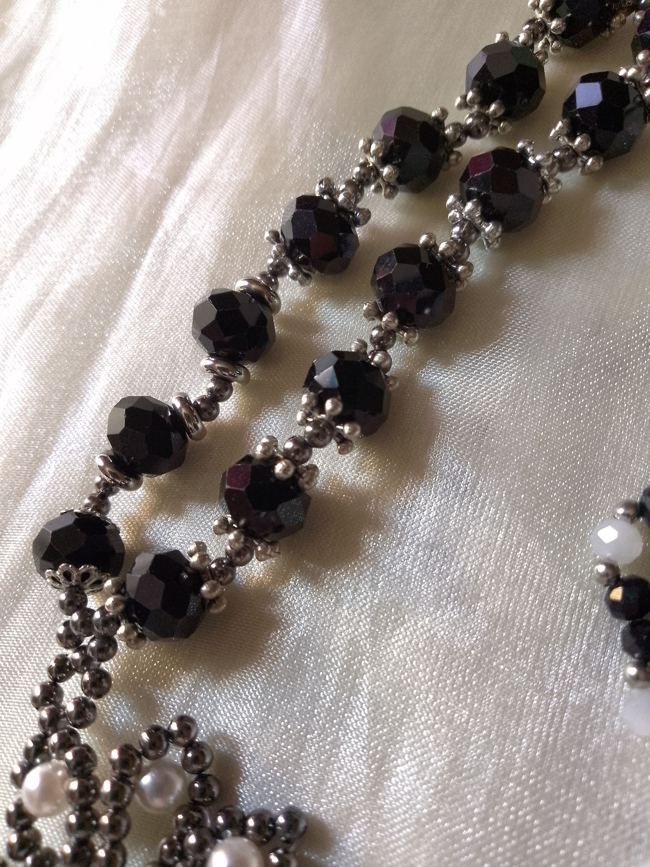 Handmade Necklace Vintage black/white Earrings Pearls tourmaline Size ONE SIZE - 6 Thumbnail