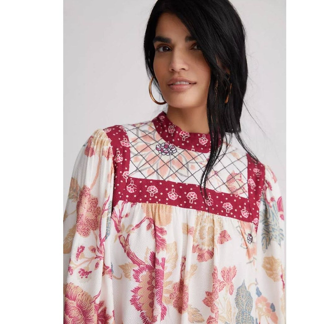 Anthropologie New Anthropologie Let Me Be Quilted Floral Blouse $130 SMALL Size S / US 4 / IT 40 - 1 Thumbnail