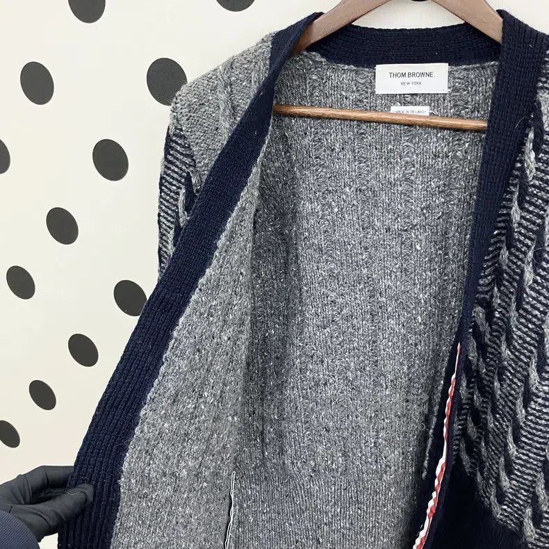 Thom Browne Thom Browne Grey Patchwork Wool Open Cardigan Jacket Size US S / EU 44-46 / 1 - 5 Thumbnail