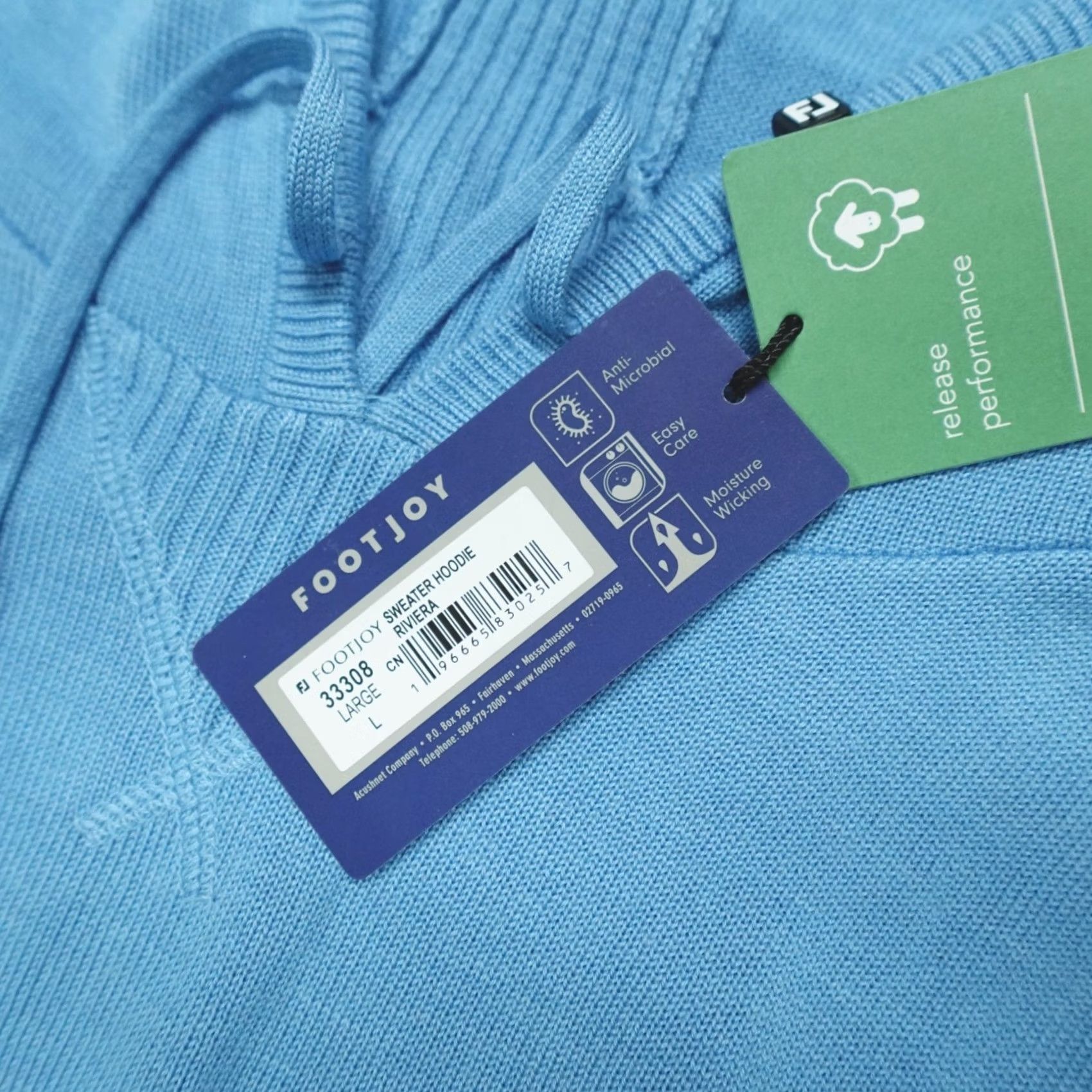 Footjoy FootJoy Dri-Release Performance Hoodie Sweater Men's Size L Riviera Wool Blend Blue Pullover Knit Pockets Hooded Sports Golf Regular Adults Mens Size US L / EU 52-54 / 3 - 4 Thumbnail