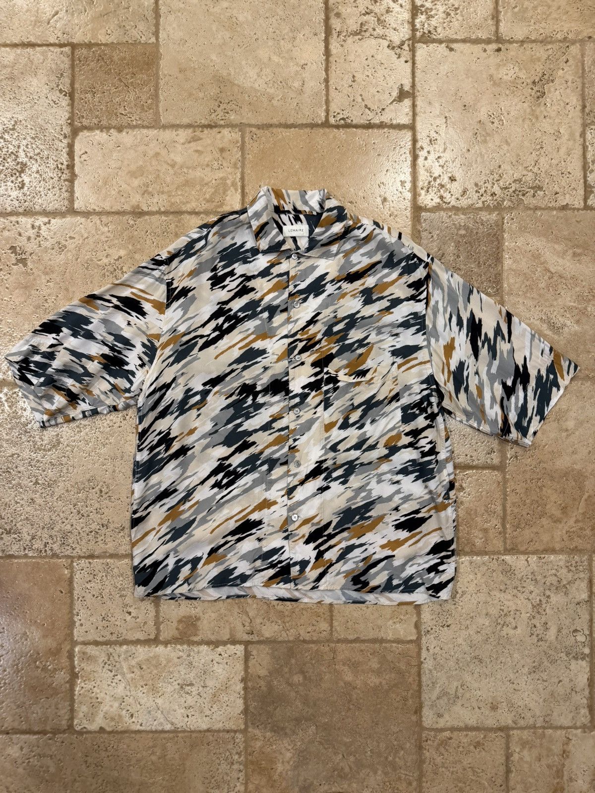 Lemaire Lemaire Cream Tiger Camo SS18 Convertible Collar Shirt Size US L / EU 52-54 / 3 - 3 Thumbnail