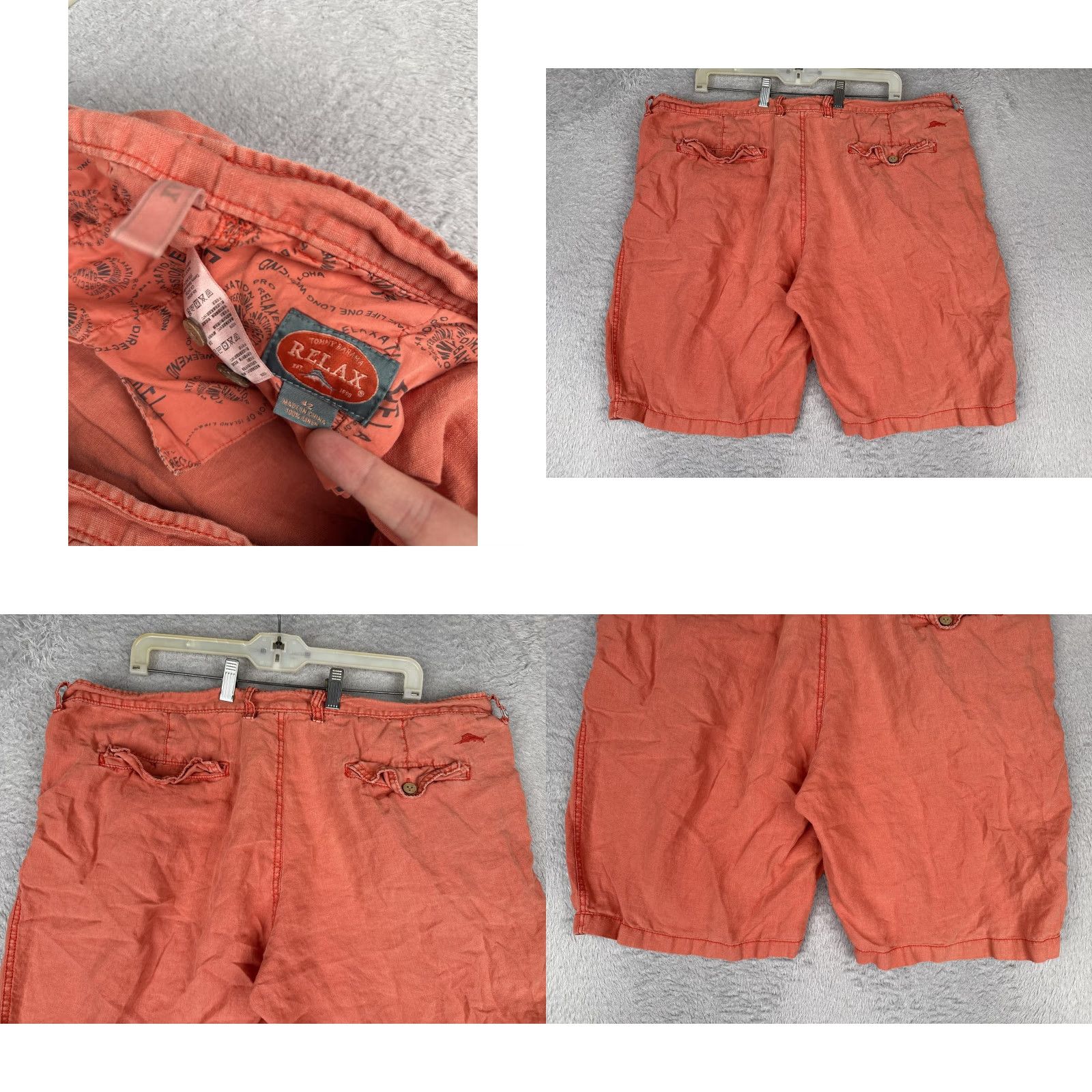 Tommy Bahama Tommy Bahama Shorts Mens 42 Relaxed Chino Flat Front Linen 11" Casual Beach Orange - Mens, 42, Linen, Flat Front, Pockets, Zip Fly Size US 42 / EU 58 - 9 Thumbnail