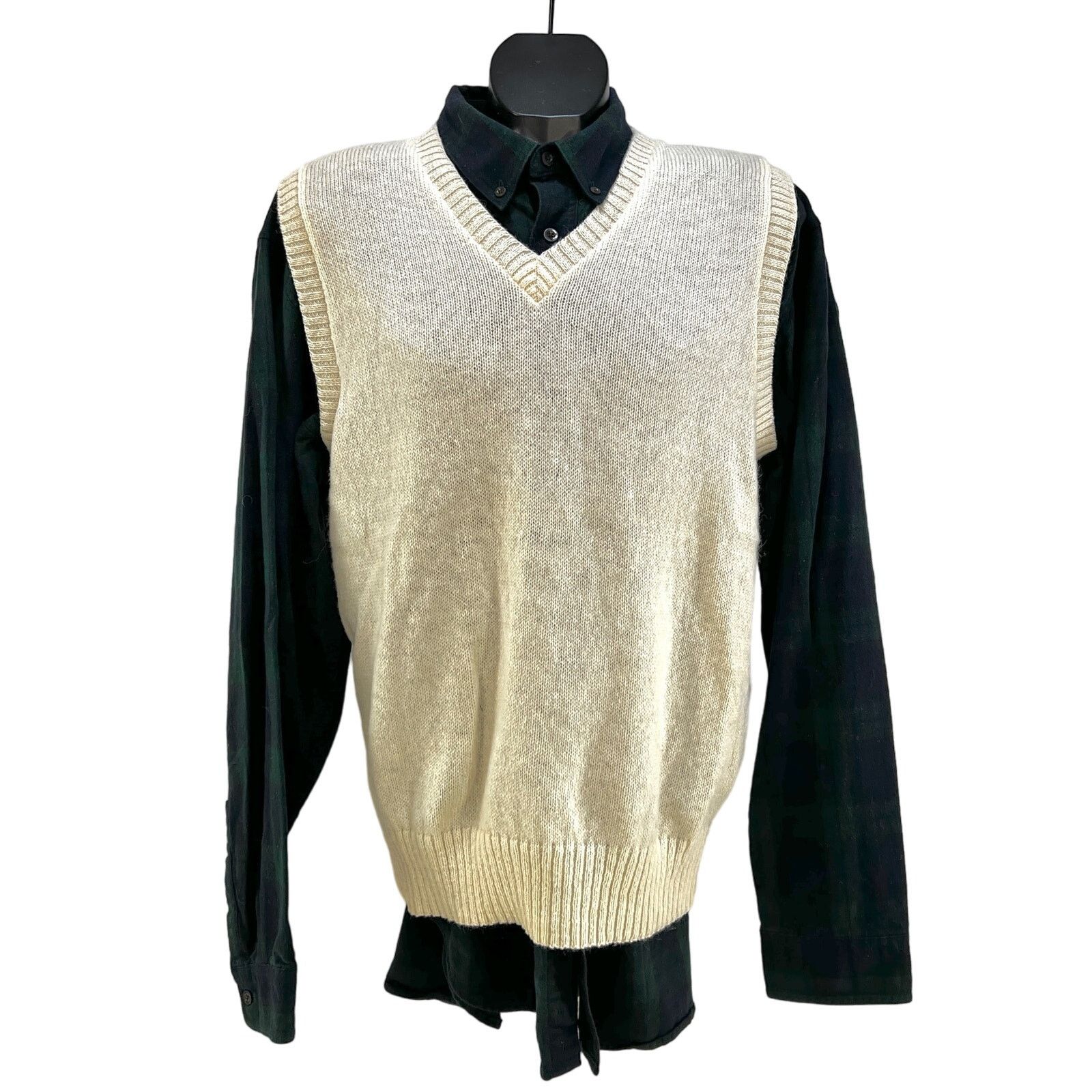 Vintage Vintage Ivory Scottish Wool Sweater Vest by Puritan V Neck Size US XL / EU 56 / 4 - 1 Thumbnail