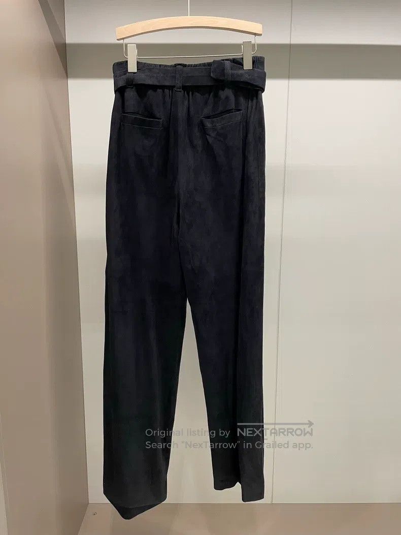 Brunello Cucinelli Brunello Cucinelli Deep Navy Leather High Waisted Trousers Size 27" / US 4 / IT 40 - 2 Thumbnail