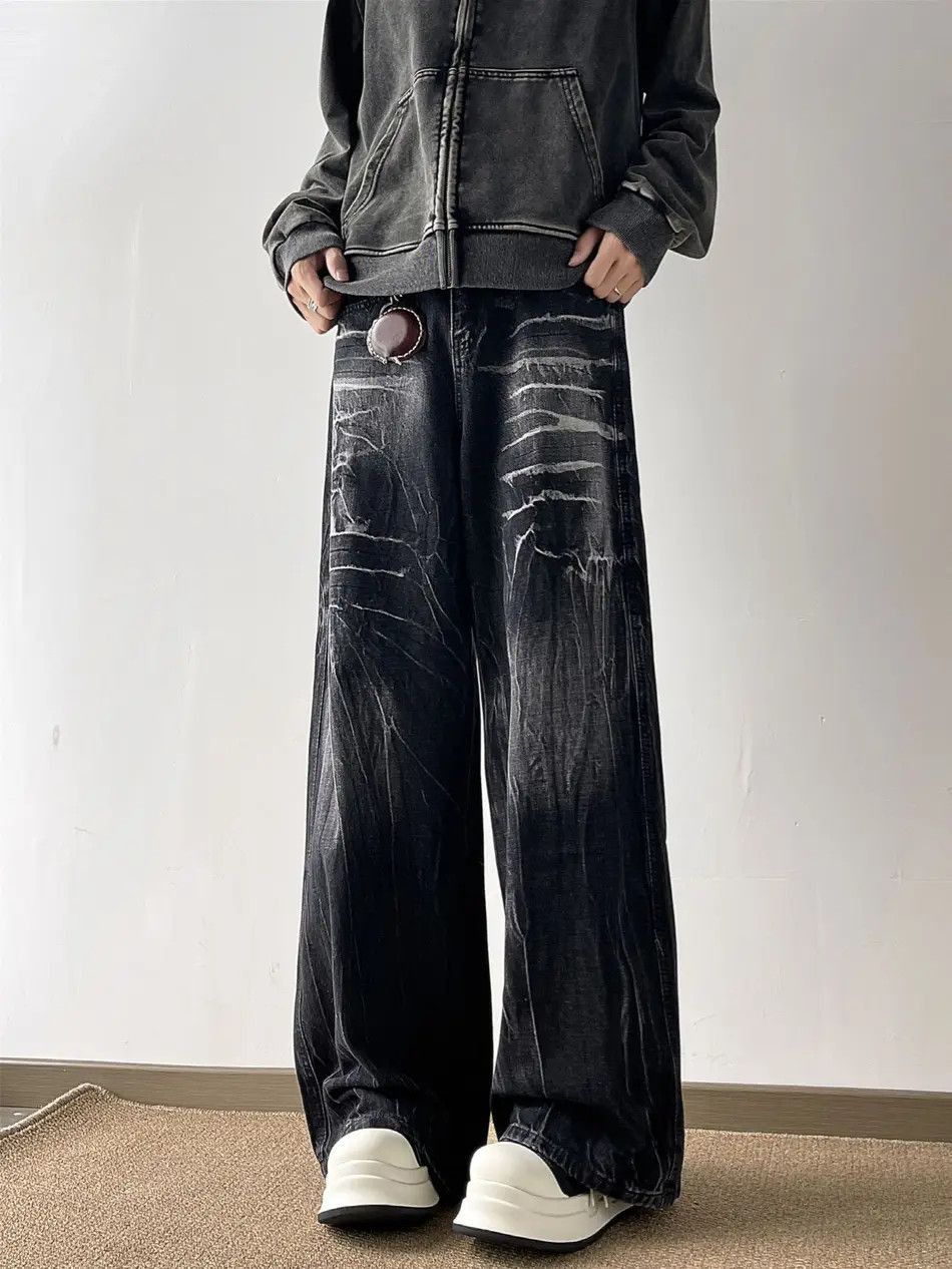 Japanese Brand Retro loose high street straight leg jeans Size US 32 / EU 48 - 2 Thumbnail
