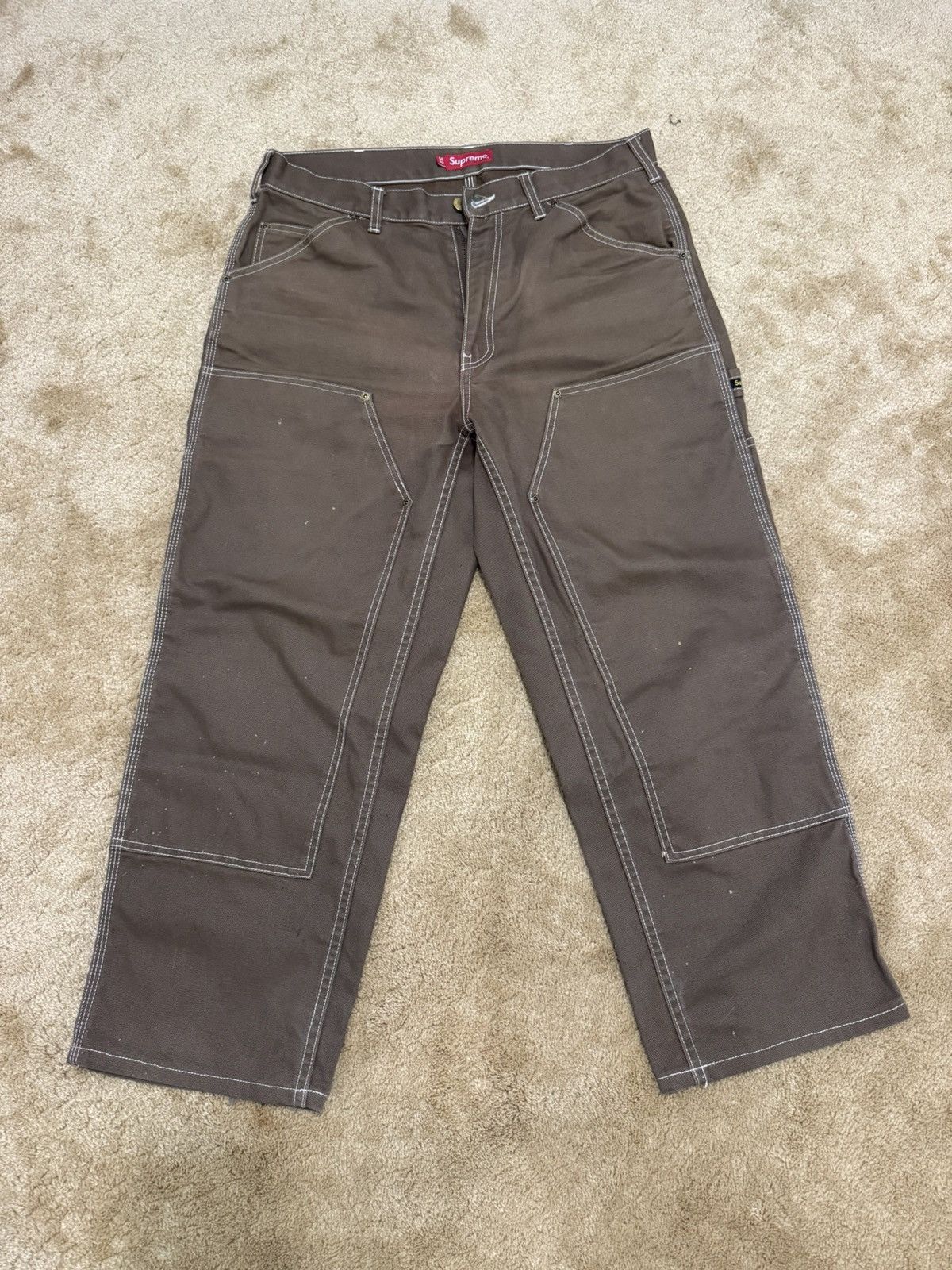 Supreme Supreme double knee contrast stitch painter pants | Grailed
