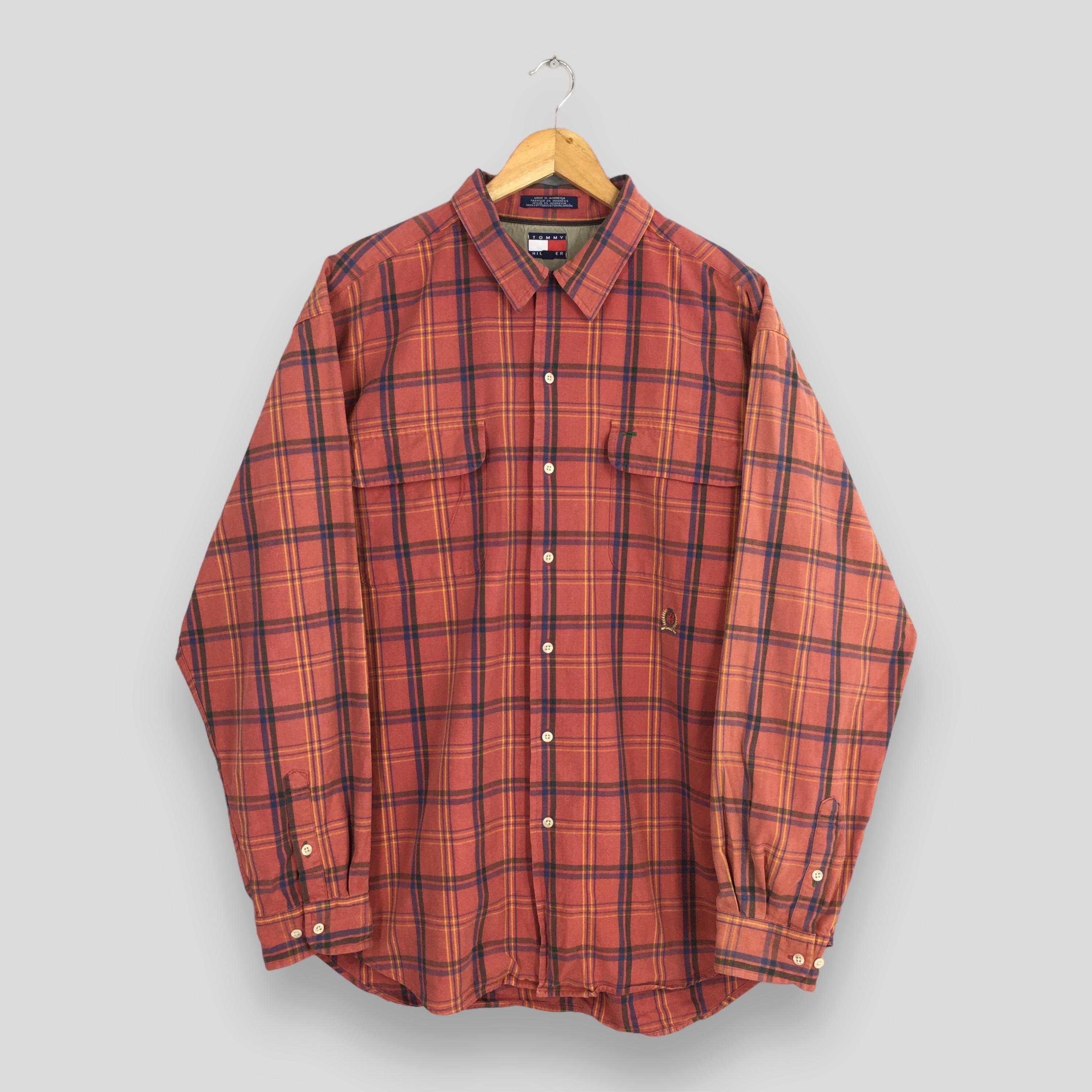 Tommy Hilfiger × Vintage Vintage 90's Tommy Hilfiger Plaid Oxfords XLarge Size US XL / EU 56 / 4 - 1 Thumbnail