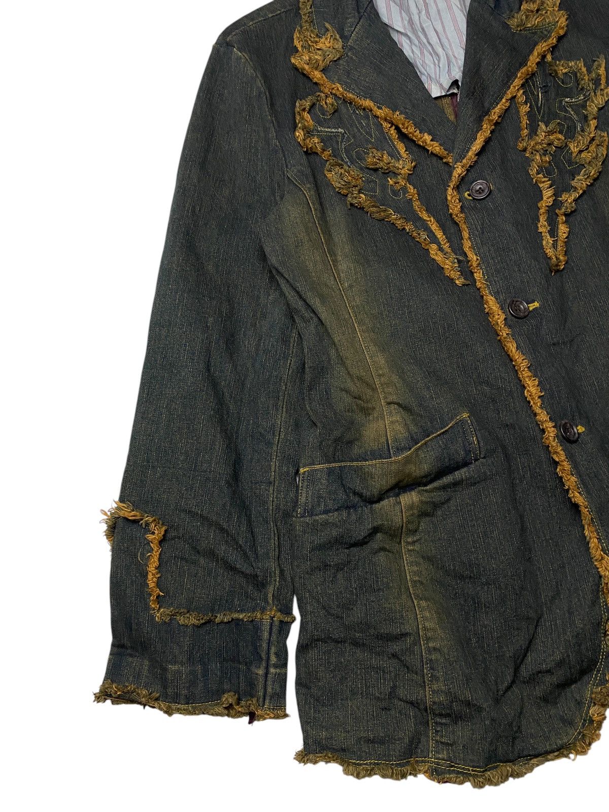 If Six Was Nine × Japanese Brand × Le Grande Bleu (L.G.B.) 2000's Tornado Mart Mudwash Fringe Tribal Denim Coat Size US M / EU 48-50 / 2 - 4 Thumbnail