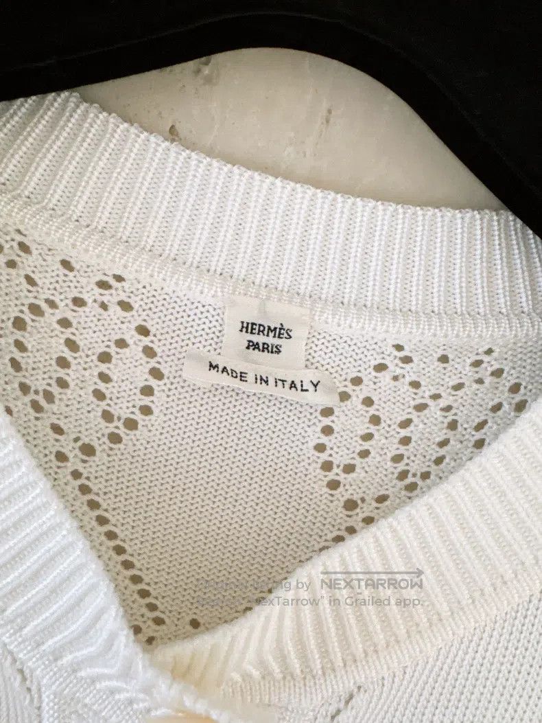 Hermes Hermes Cut-Out Logo White Knit Cardigan Size XS / US 0-2 / IT 36-38 - 7 Thumbnail