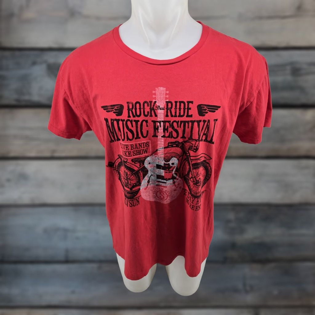 Vintage Outlaw Soul Rock that Ride Music Festival T-Shirt Red Large Mens Short Sleeve Crew Neck Graphic Print 100% Cotton Size US L / EU 52-54 / 3 - 1 Thumbnail
