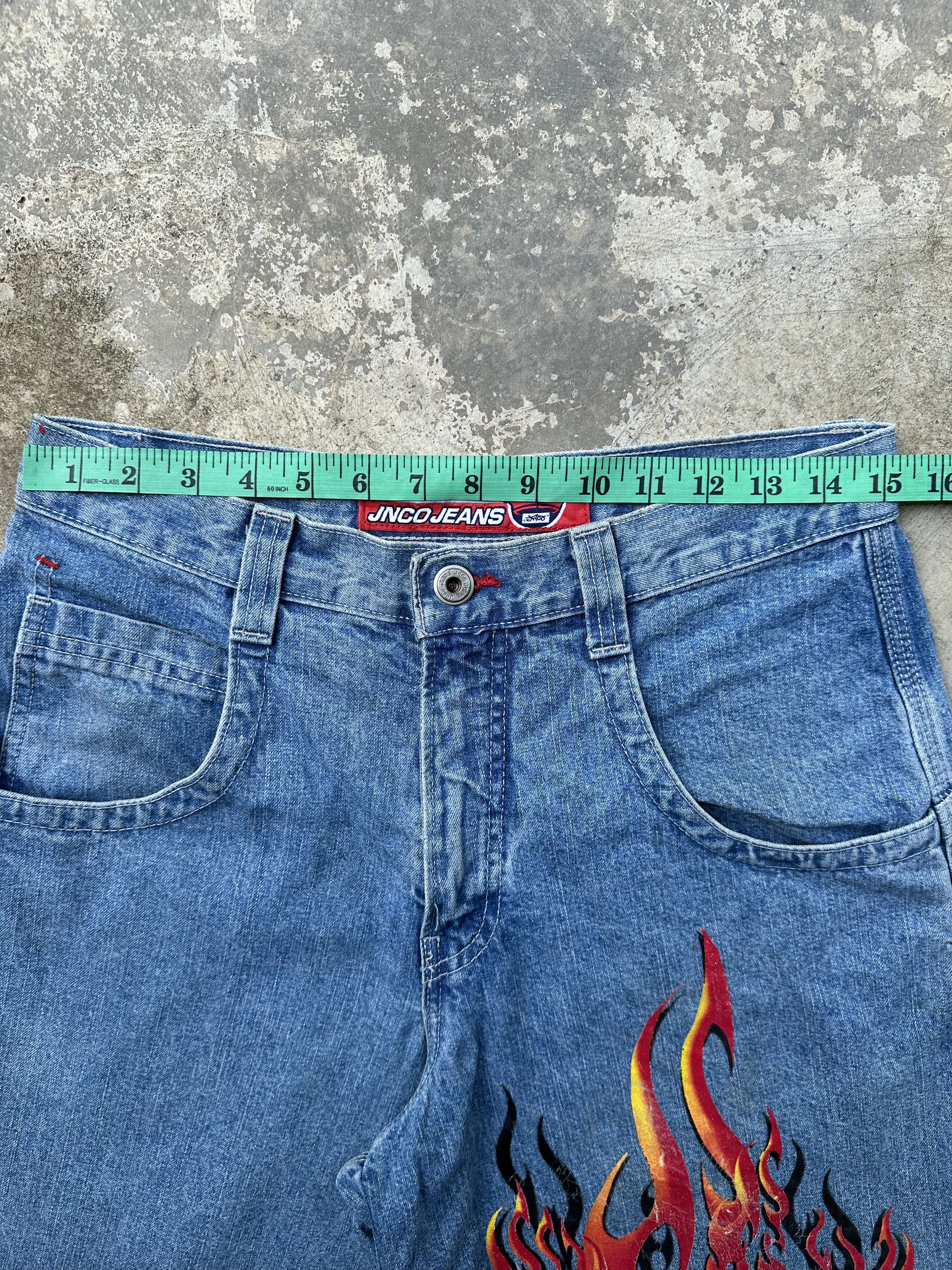 JNCO × Vintage 🔥🔥🔥 90s CRAZY SICK JNCO FLAMING DICE JEANS SHORT JORTS Size US 30 / EU 46 - 8 Thumbnail