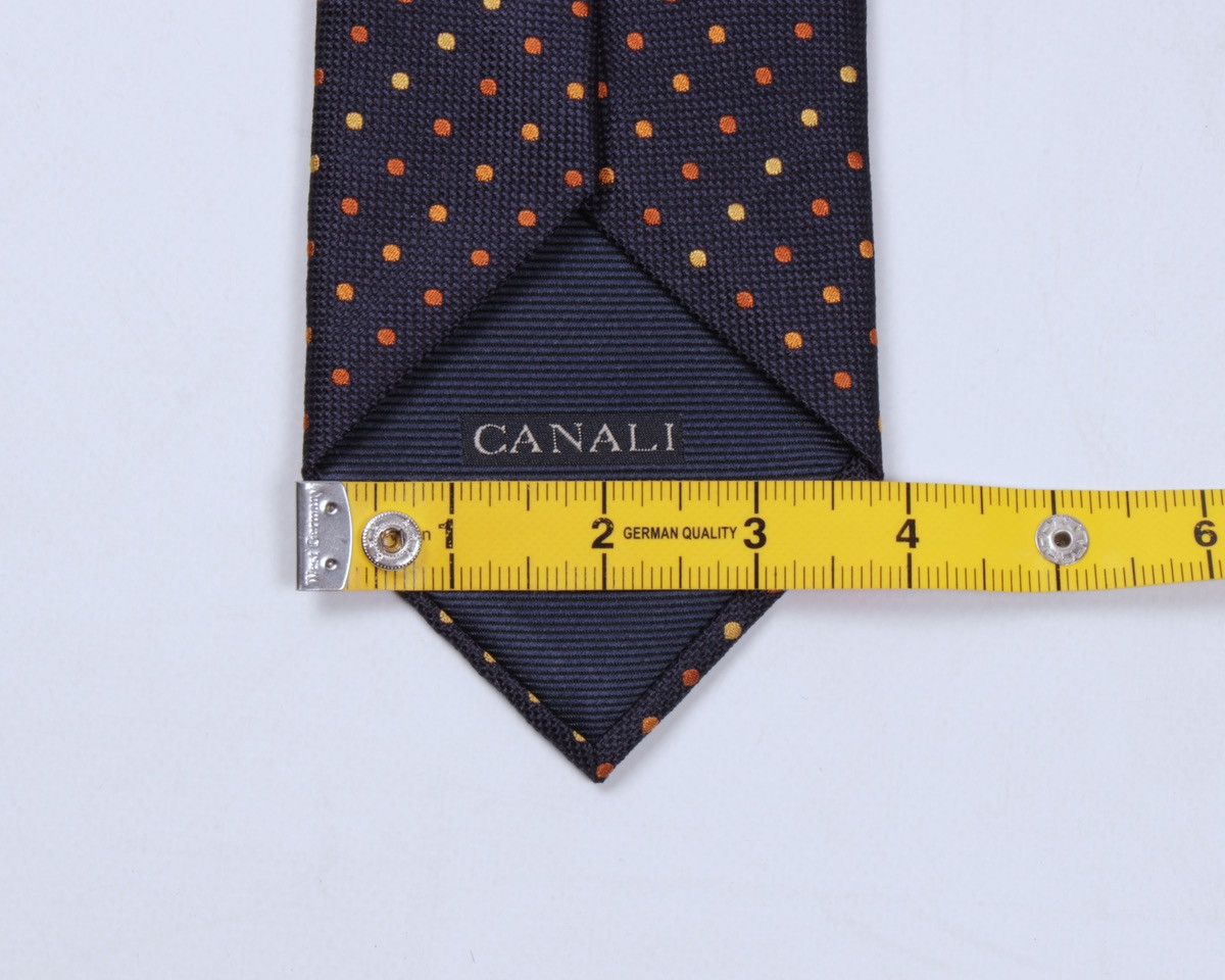 Canali × Designer CANALI Polka Dot Navy Blue Silk Tie Size ONE SIZE - 14 Thumbnail