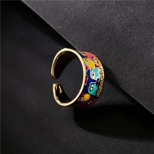 Jewelry Asabuki x Miura Cat Art Enamel Adjustable Ring Size ONE SIZE - 5 Thumbnail