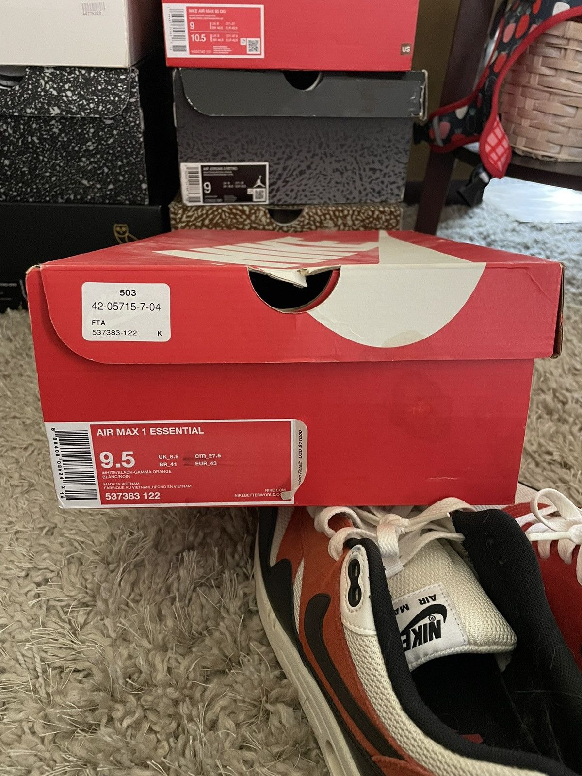 Nike Air Max 1 Essentials sz 9.5 Size US 9.5 / EU 42-43 - 12 Thumbnail
