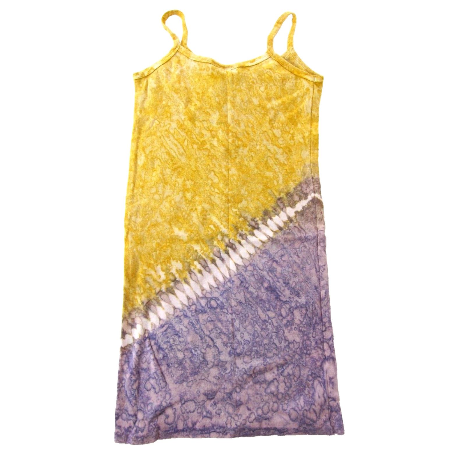 Vintage Vtg Sheesh Connections Nepal Cotton Jersey Yellow Purple Tie Dye Slip Dress M-L Size M / US 6-8 / IT 42-44 - 2 Thumbnail