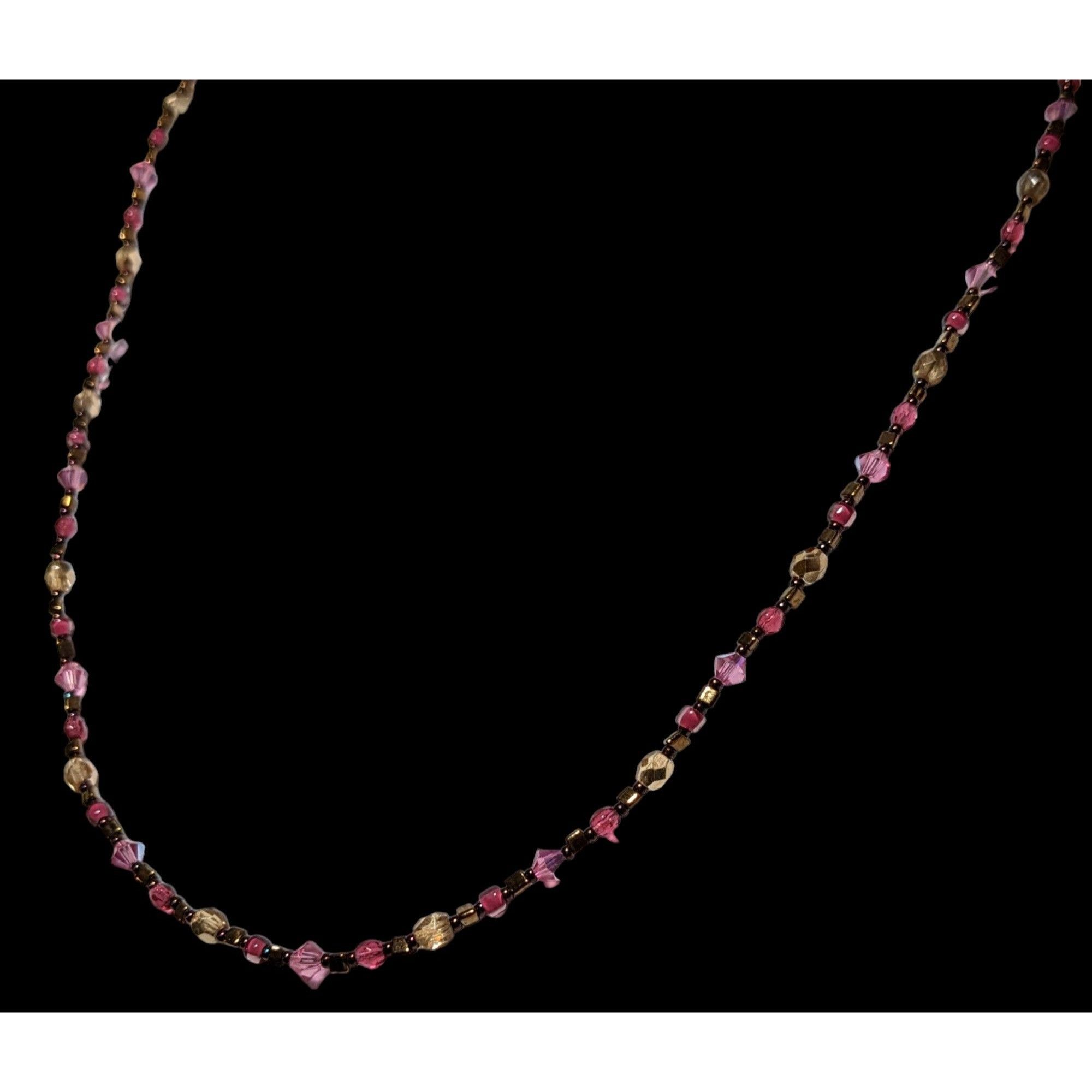 Other Vintage Handmade Pink & Gold Beaded Necklace Size ONE SIZE - 6 Thumbnail