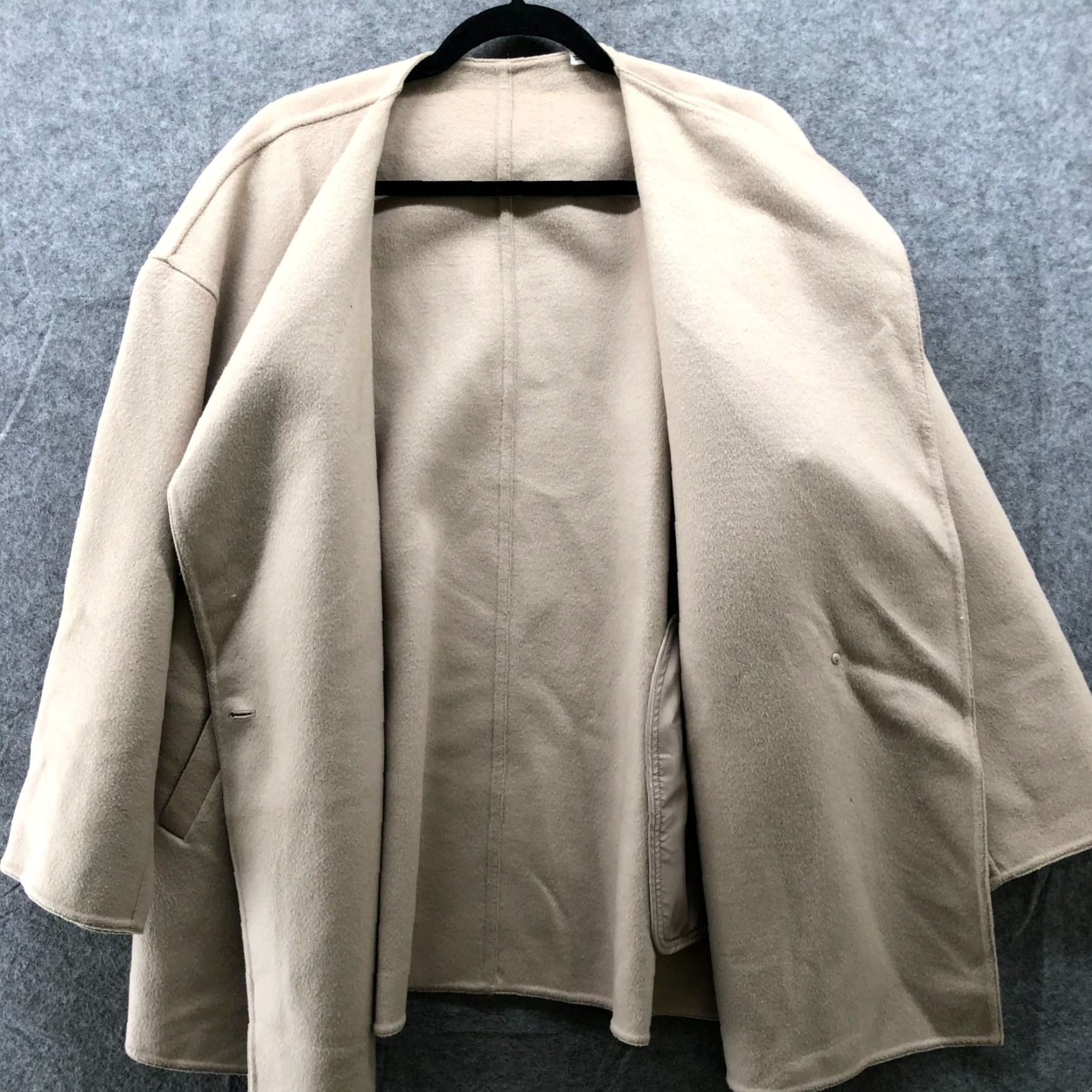 Uniqlo VINTAGE? Uniqlo Coat, Oversized Short Coat, Womens M, Beige, Wool Blend, Button, Fall Winter, Classic, Overcoat, Wool, Regular Size 32" / US 10 / IT 46 - 4 Thumbnail