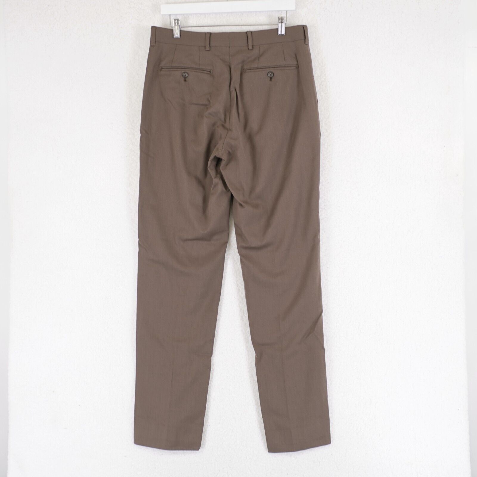 Pronto Uomo DAMAGED Pronto Uomo Brown Wool Brown Flat Front Mid Rise Dre Size 34R - 3 Thumbnail