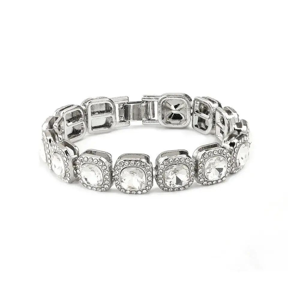 Jewelry Silver Color Rhinestone Chain Bracelet Size ONE SIZE - 3 Thumbnail