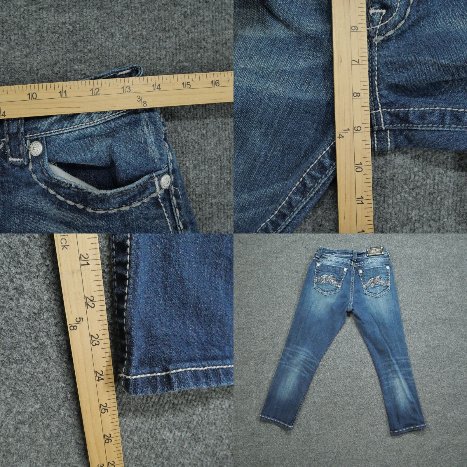 Miss Me Miss Me Jeans Womens 26 28x25 Blue Boyfriend Capri McBling Size 26" / US 2 / IT 38 - 8 Thumbnail
