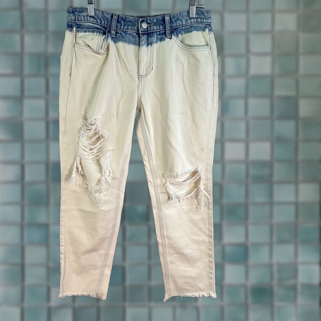 Denime CELLO Slim Boyfriend Distressed Acid Wash Denim Jeans Size 7 32W 26L 90s Womens Size 28" / US 6 / IT 42 - 1 Thumbnail