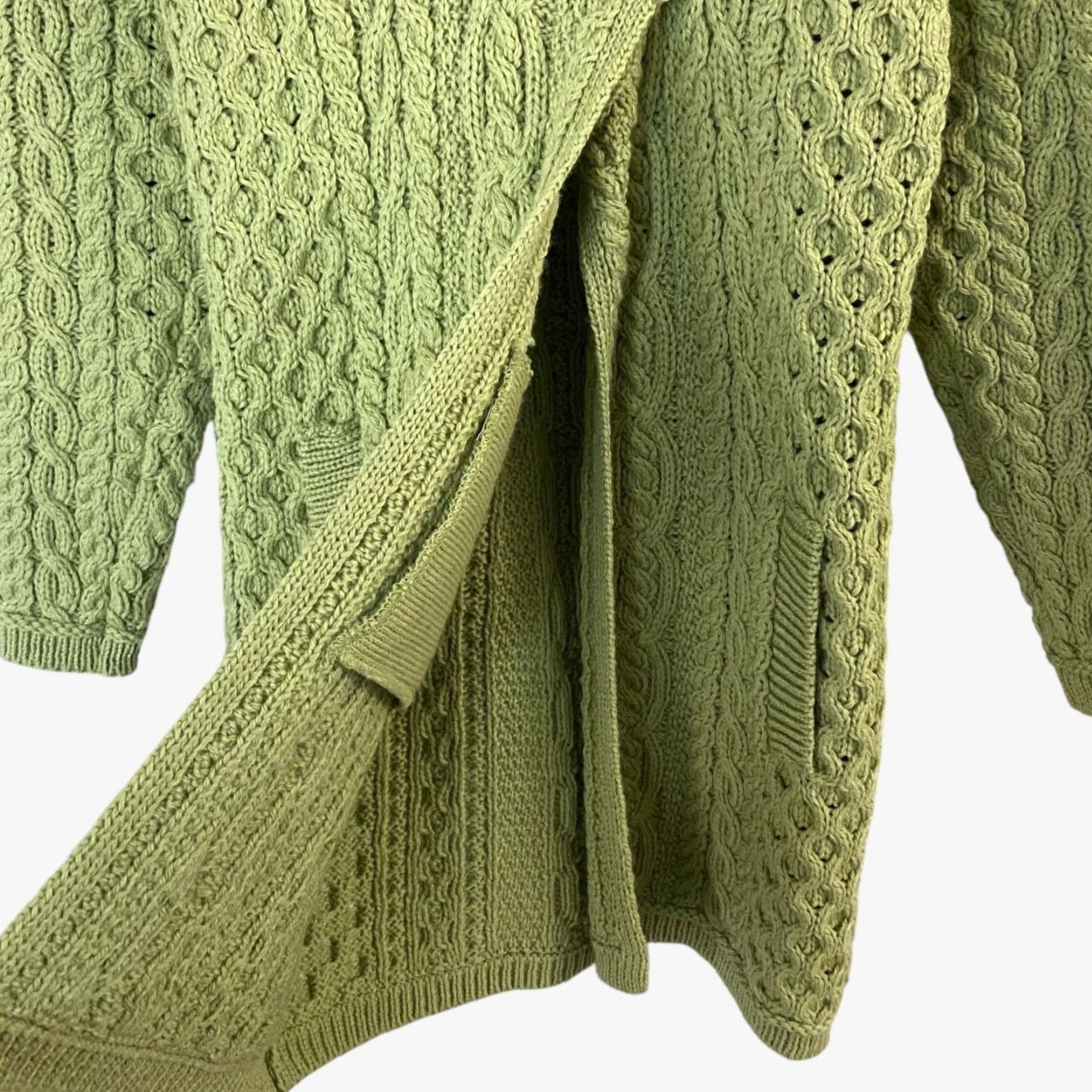 Vintage VINTAGE Aran Crafts Merino Wool Cable-Knit Cardigan Sweater Womens XXS Green Button-Collar Bohemian Classic Size XXS / US 00 / IT 34 - 7 Thumbnail