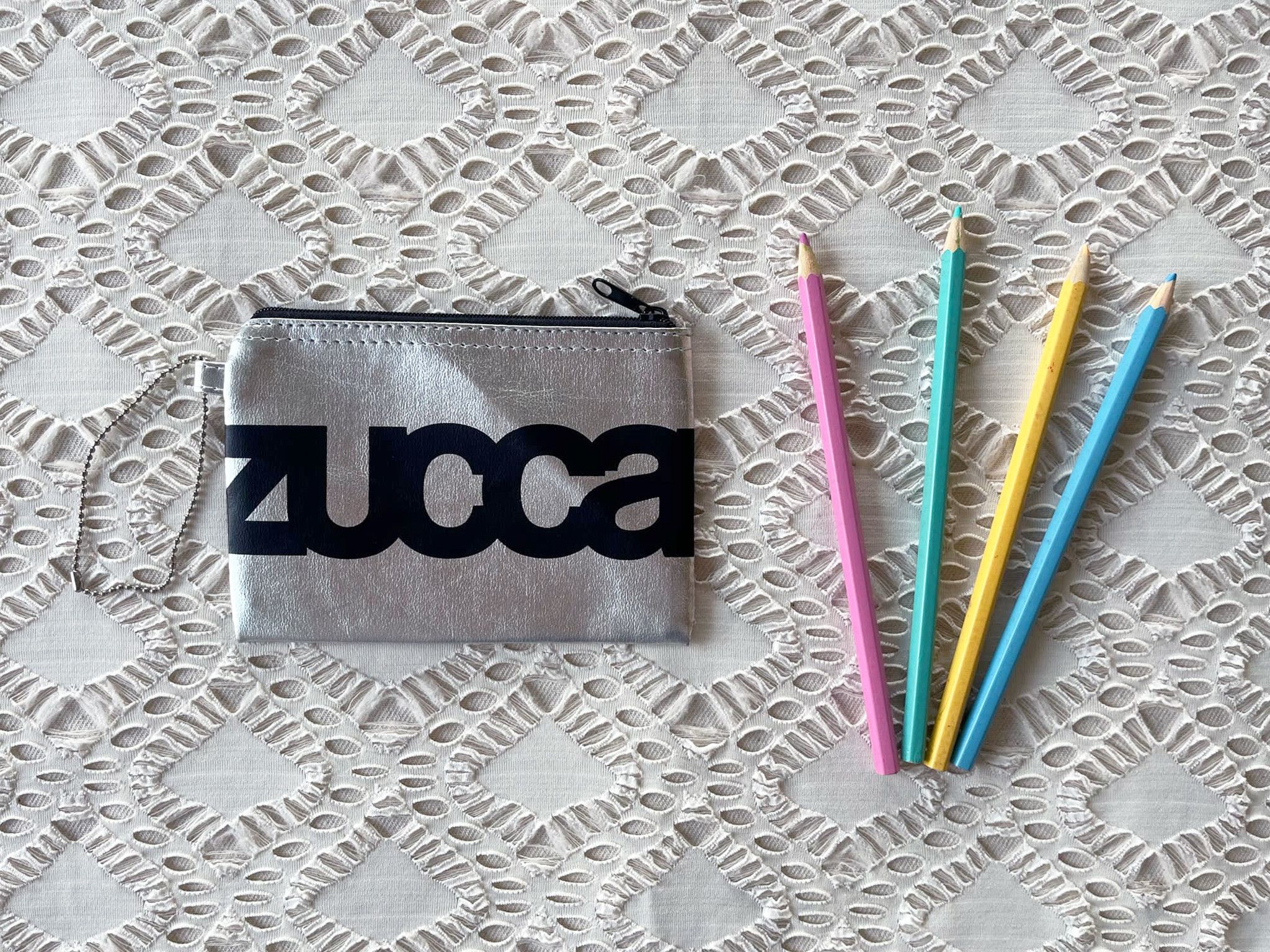 Zucca ZUCCA Silver metallic coin purse with black logo printed Size ONE SIZE - 1 Thumbnail