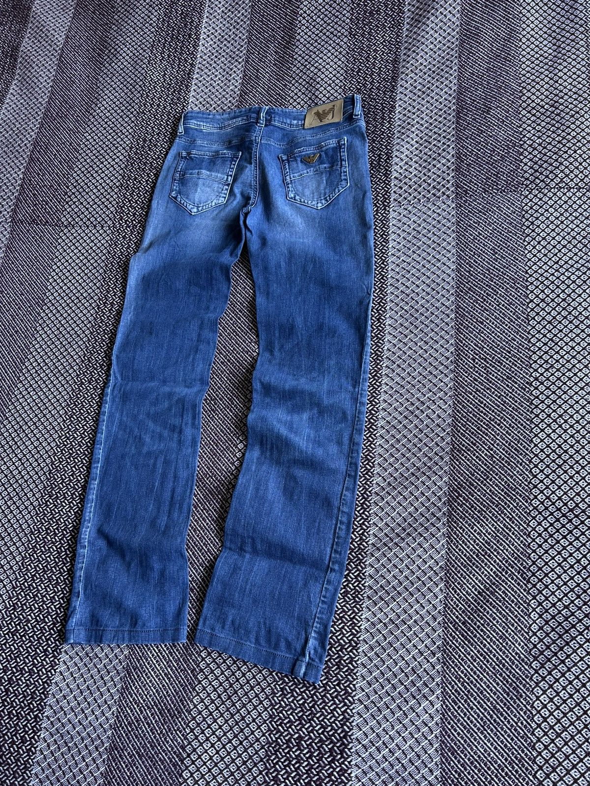 Armani × Vintage Vintage Armani Washed Straight Solid Jeans Small Logo Sz 27 Size US 27 - 4 Thumbnail