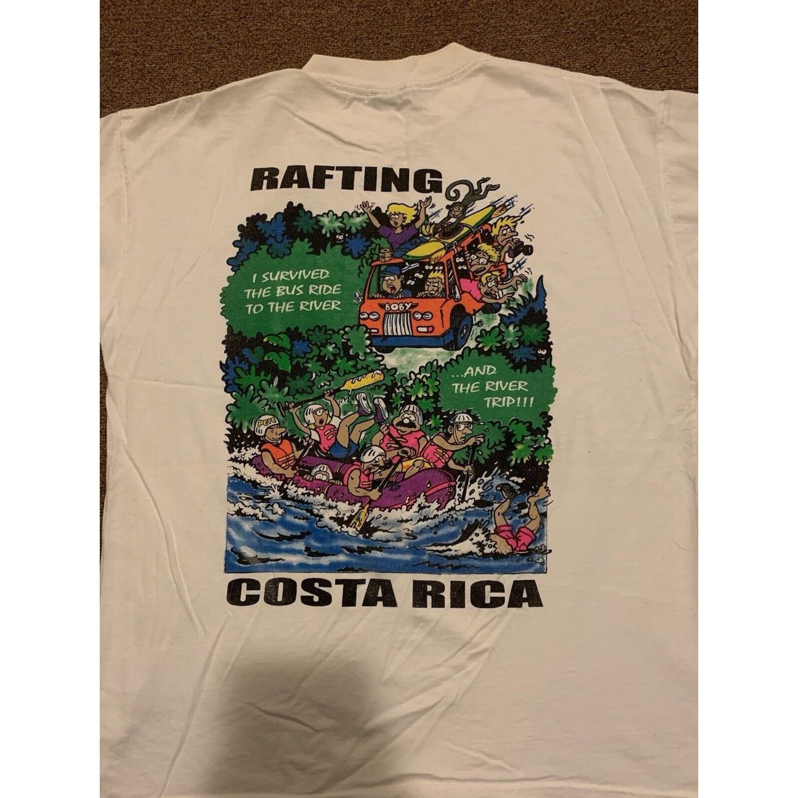 The Unbranded Brand Vintage Costa Rica Rafting River White T Shirt Men M Cotton Size US M / EU 48-50 / 2 - 2 Thumbnail