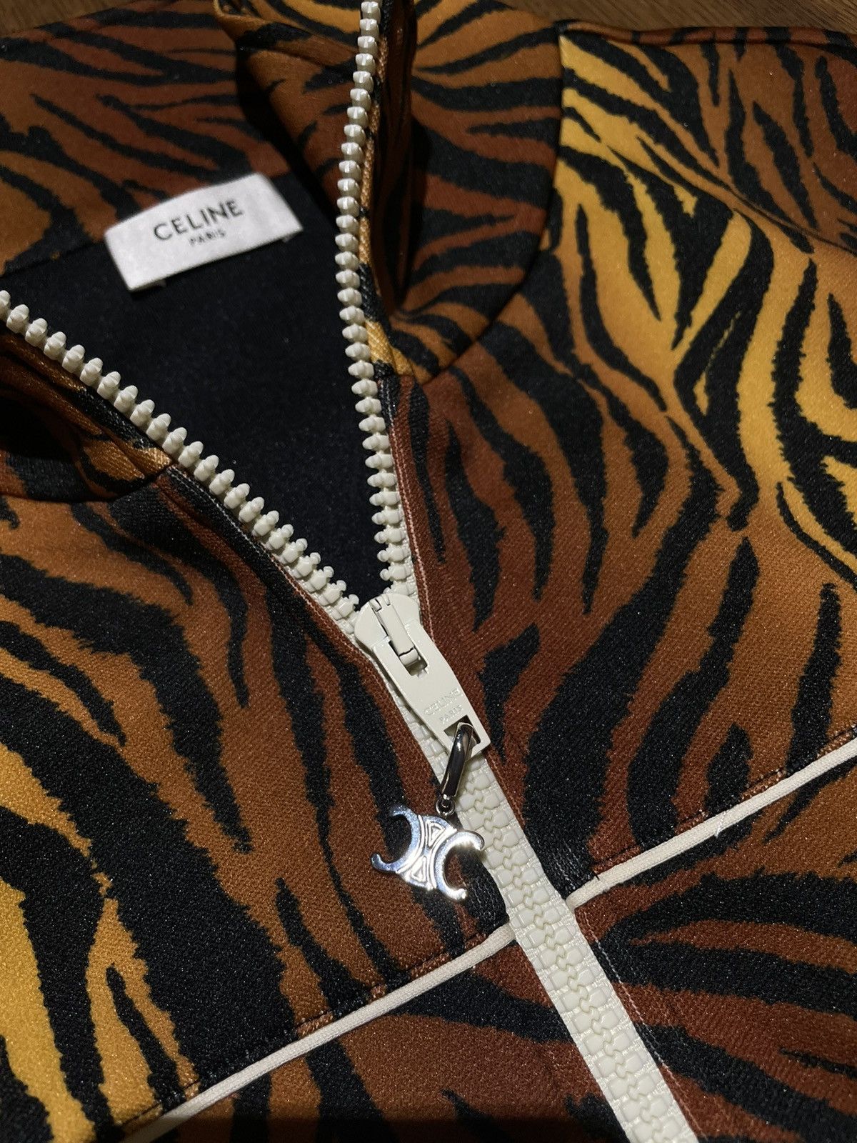 Celine × Hedi Slimane CELINE - TIGER PRINT ZIP UP JERSEY Size US S / EU 44-46 / 1 - 5 Thumbnail